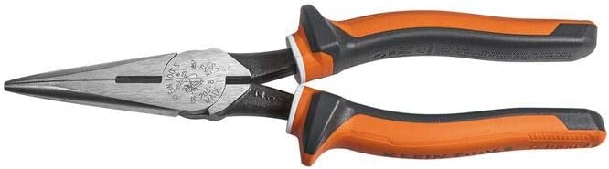 Klein Tools 2038EINS Long Nose Side Cutter Insulated Pliers with Slim Induction Hardened Cutting Knives for Long Life, 8-Inch