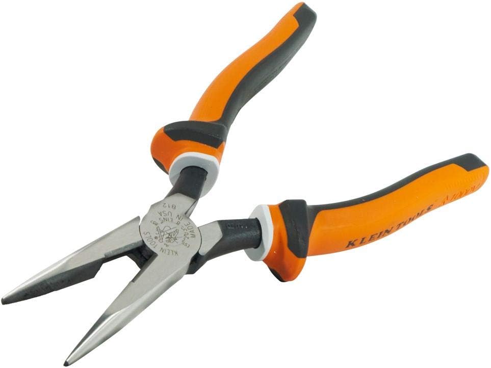 Klein Tools 2038EINS Long Nose Side Cutter Insulated Pliers with Slim Induction Hardened Cutting Knives for Long Life, 8-Inch