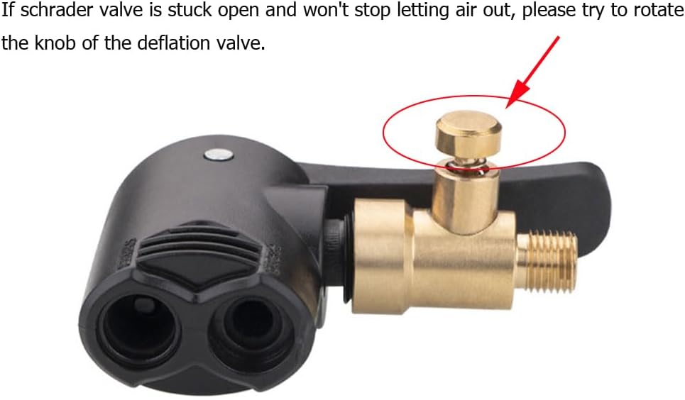 2 Pack Double Pump Head Dual Nozzle Presta Schrader Valve Thread Connector Tire Air Inflator Replacement Mouth Adapter with Extension Horse Tube for Bicycles and Electric Bicycles