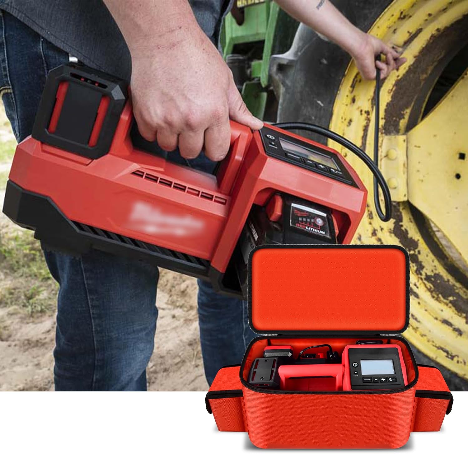 Air Compressor Bag Compatible with Milwaukee M18 Inflator 2848-20, Air Pump Carrying Box for Milwaukee Tools,Storage Holder for 18V 3.0/4.0/5.0/6.0/6.5/7.0/8.0/9.0Ah Battery (Case Only)-Red Air Compressor Bag Compatible with Milwaukee M18 Inflator 2848-20, Air Pump Carrying Box for Milwaukee Tools,Storage Holder for 18V 3.0/4.0/5.0/6.0/6.5/7.0/8.0/9.0Ah Battery (Case Only)-Red