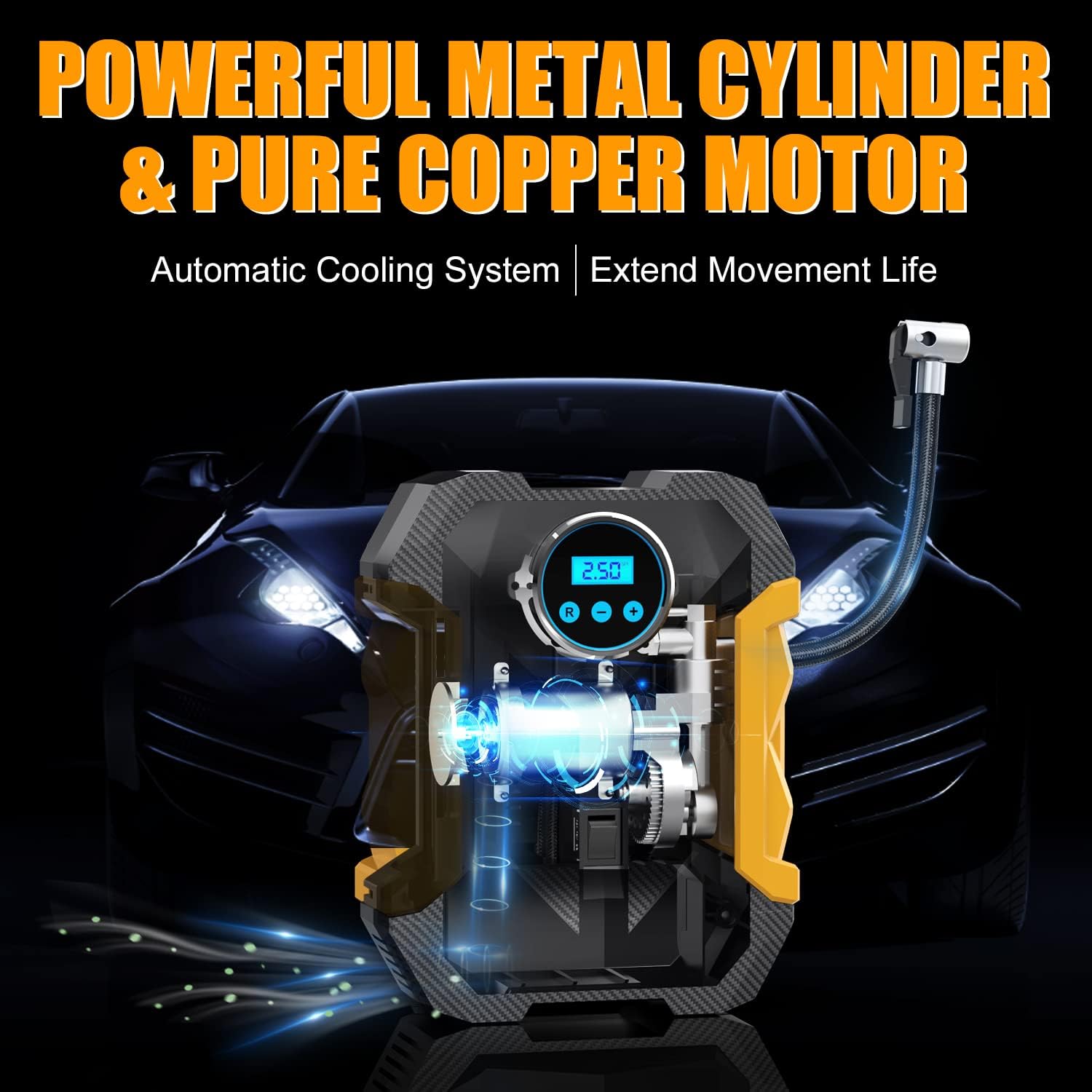 Air Compressor Tire Inflator, Femicgal Digital Air Compressor Portable with LED Light 12V DC, 150PSI Auto Pump Portable Tire Inflator for Car, Bicycle, Motorcycle, Balls, Balloons