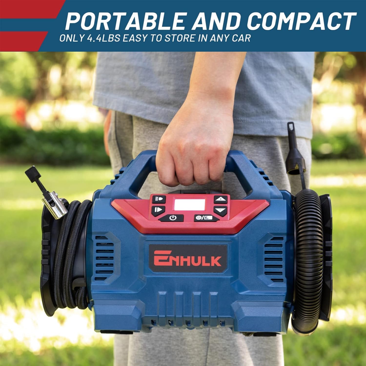 Cordless Tire Inflator Air Compressor 20V Rechargeable Battery Powered 160PSI Portable Air Pump with 12V Car Power Adapter Inflation Deflation Modes for Car Tires, Bicycle, Camp Mattresses