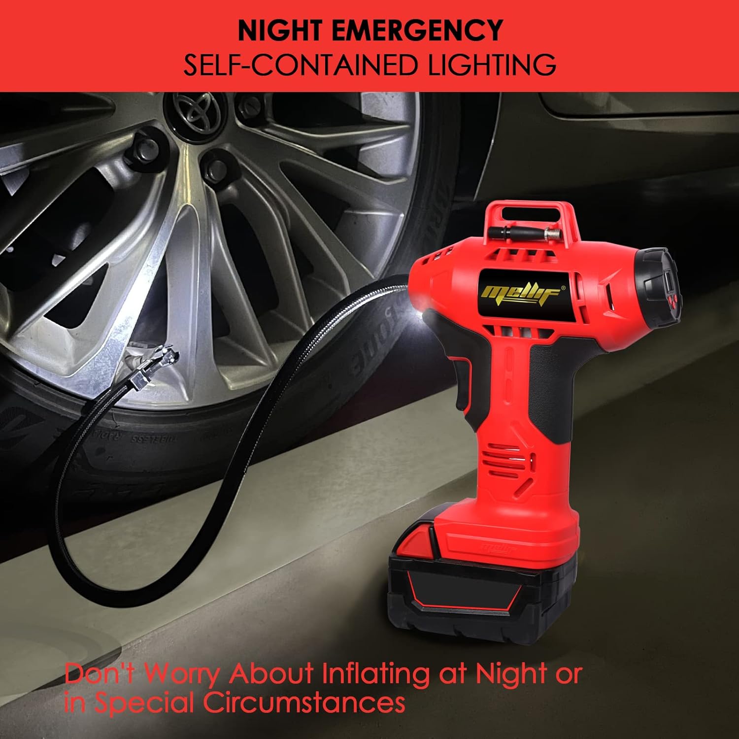 Cordless Tire Inflator Air Compressor for Milwaukee 18V Battery, 160PSI Portable Handheld Air Pump with Digital Pressure Gauge for Cars Motorcycles Bikes Sport Balls(Battery Not Included)