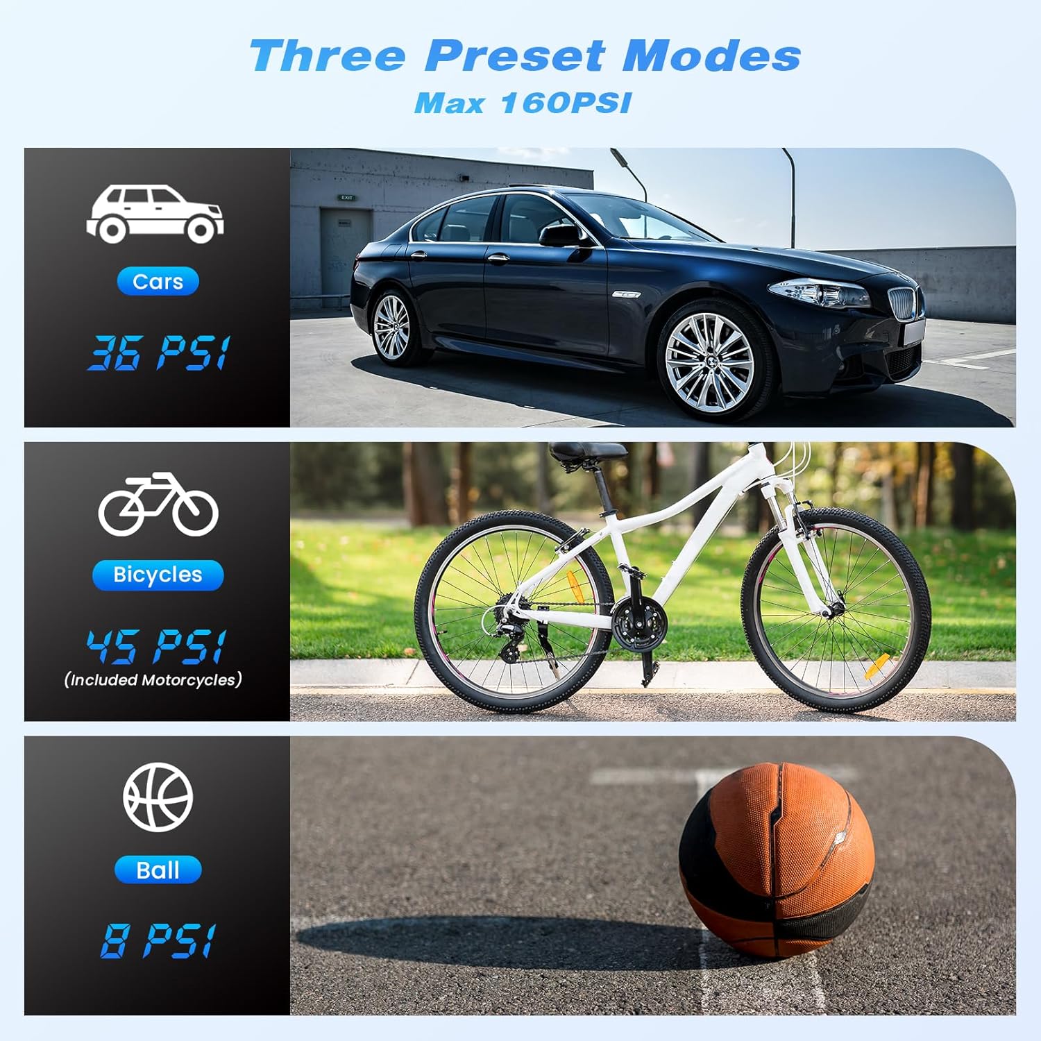 NEXPOW Auto Tire Inflator Portable Air Compressor, 160PSI Air Pump with 7500 mAh Battery, 12V DC Digital Bike Pump with LED and Power Bank, 3X Faster Inflation Car Inflator for E-Bike, Motorcycle,Ball NEXPOW Auto Tire Inflator Portable Air Compressor, 160PSI Air Pump with 7500 mAh Battery, 12V DC Digital Bike Pump with LED and Power Bank, 3X Faster Inflation Car Inflator for E-Bike, Motorcycle,Ball