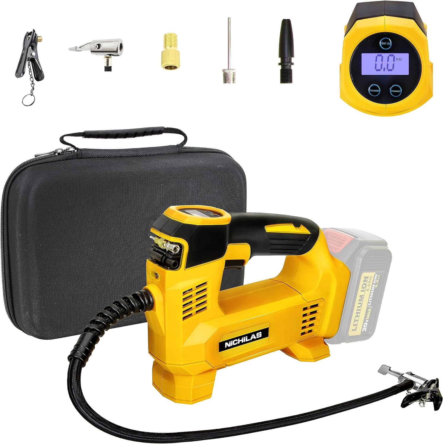 Tire Inflator for DEWALT 20V MAX Battery, Portable Air Compressor Auto Tire Pump with Digital Pressure Gauge 150PSI for Car, Truck, Bikes, Ball (Tool Only, NO Battery)