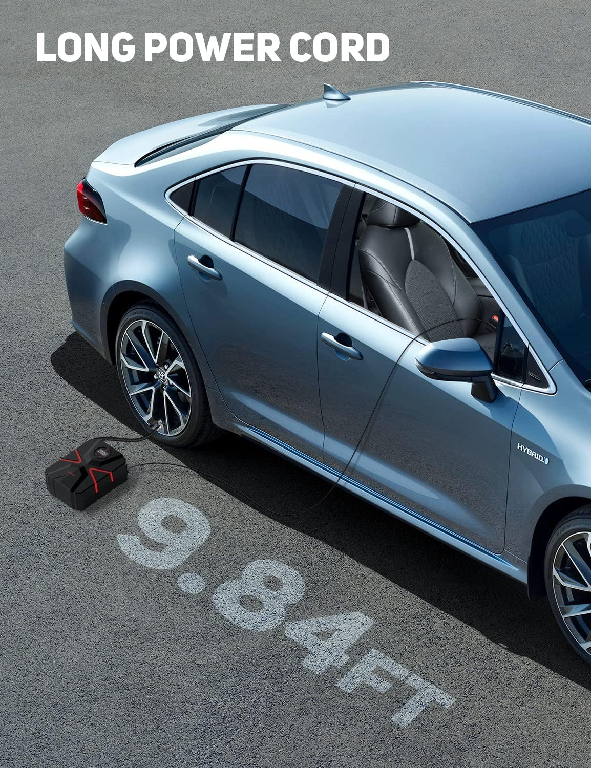 Tire Inflator Portable Air Compressor Air Pump for Car Tires (up to 150 PSI) 12V DC Auto Tire Pump with Digital Pressure Gauge with Emergency LED Light for Car, Bicycle, Ball