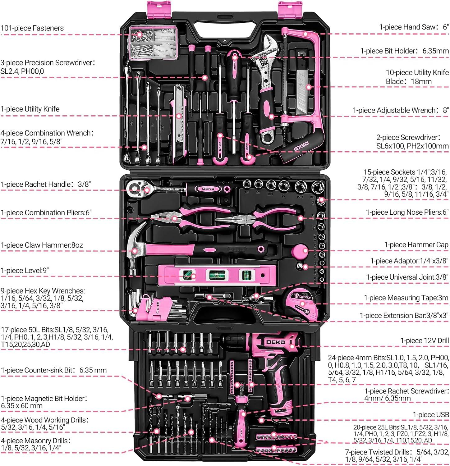 Why We Love the Pink DEKOPRO Cordless ​Drill Tool Kit