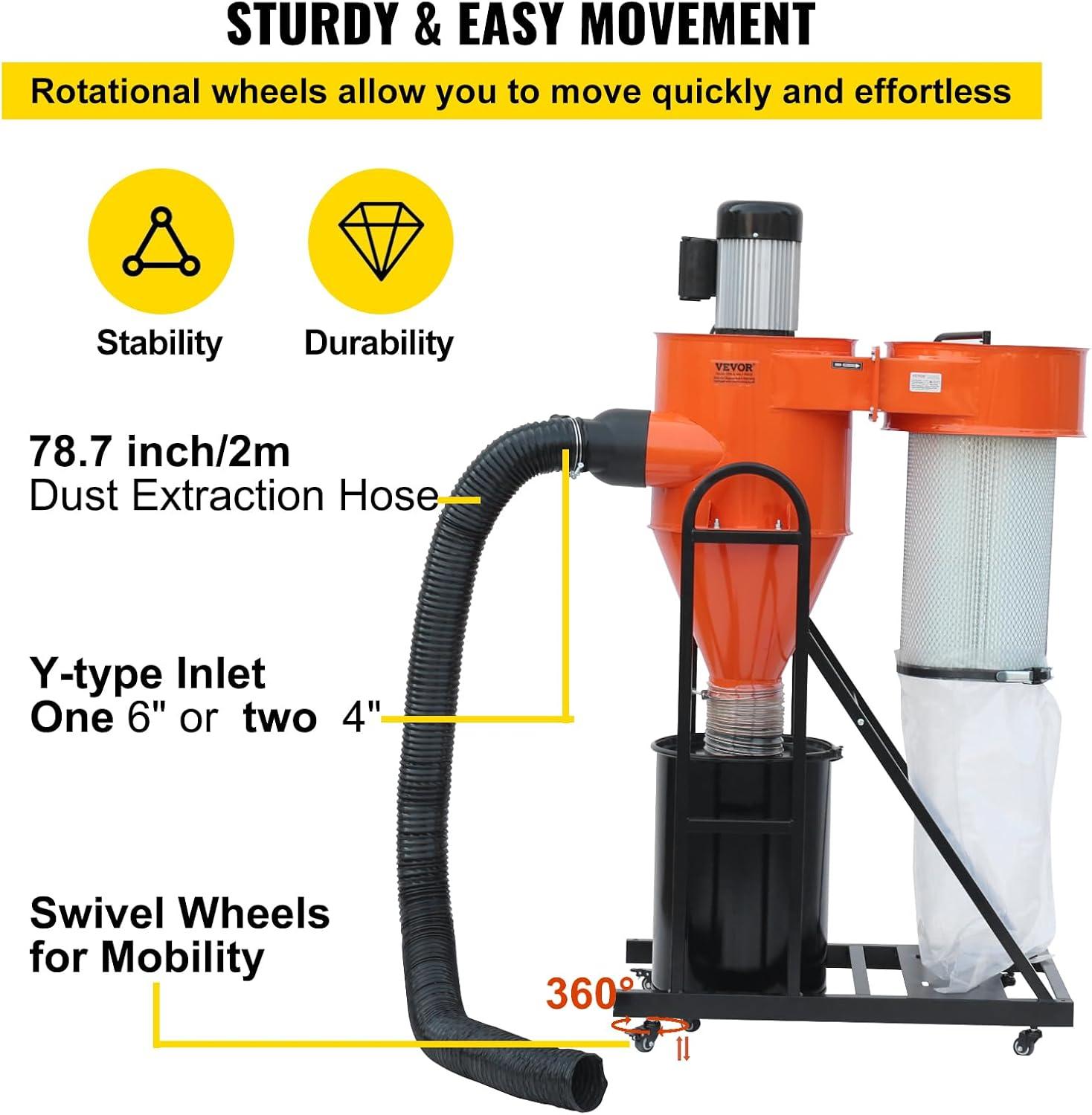 Our Review of the VEVOR 2 HP Dust Collector: Powerful & Portable 7 Our Review of the VEVOR 2 HP Dust Collector: Powerful & portable
