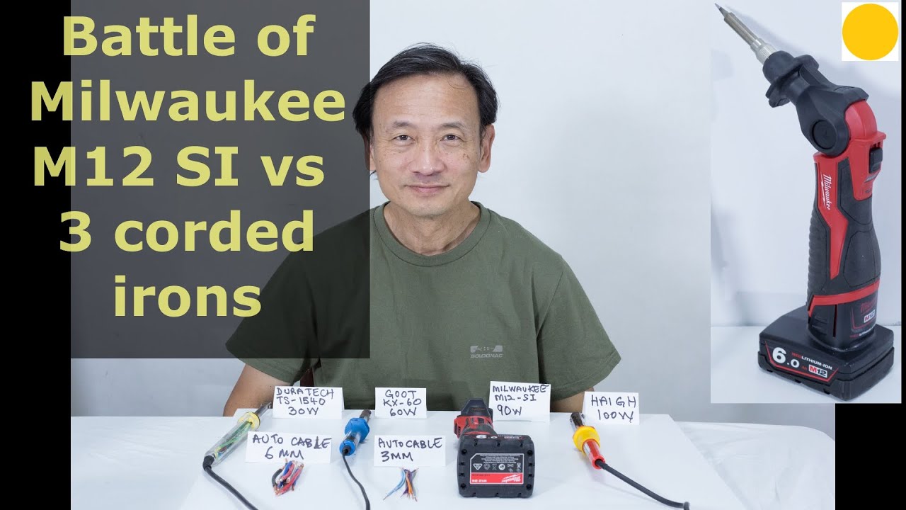 Battle of MILWAUKEE M12 SI cordless solder-iron versus 3 corded-irons