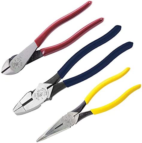 Klein Tools 80020 Tool Set with Lineman's Pliers, Diagonal Cutters, and Long Nose Pliers, with Induction Hardened Knives, 3-Piece 1 413quwwLbL. AC
