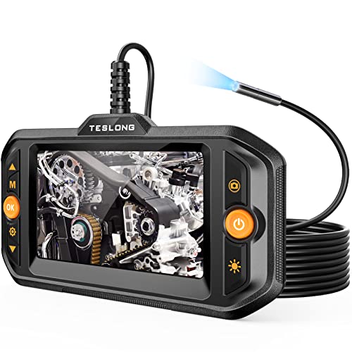 5.5mm Endoscope Camera with Light, Teslong Mechanic Borescope Inspection Camera with Monitor, Flexible Snake Probe Camera, Fiber Optic Scope for Automotive HVAC Drain Wall 1 51OFpKrLEQL