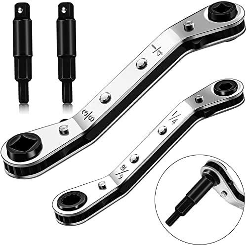 Hvac Service Wrench Tools:3/16” to 3/8” 5/16'' x 1/4''Air Conditioner Valve Ratchet Wrench with 2 Hexagon Bit Adapter Kit for Air Refrigeration Tools and Equipment Repair Tools Clearance 1 51Xr6IGWjqL. AC