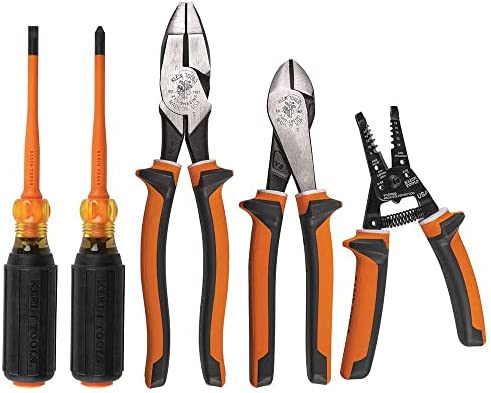 Klein Tools 94130 1000V Insulated Screwdriver Tool Set with #2 Phillips and 1/4-Inch Cabinet Slim Tips, 2 Pliers and Wire Stripper 1 414klHIWdL. AC