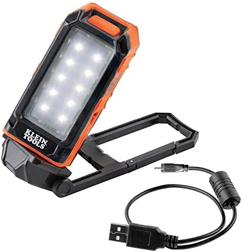 Klein Tools 56403 LED Light, Rechargeable Flashlight/Worklight with Kickstand and Carabiner, Charges Small Electronics, for Work, Camping 1 41SGZFgocQL. AC
