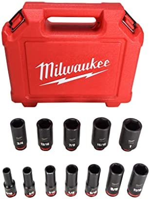 Milwaukee 49-66-7006 SHOCKWAVE 3/8 in. Drive Deep Well 6 Point Impact Socket Set (12-Piece)