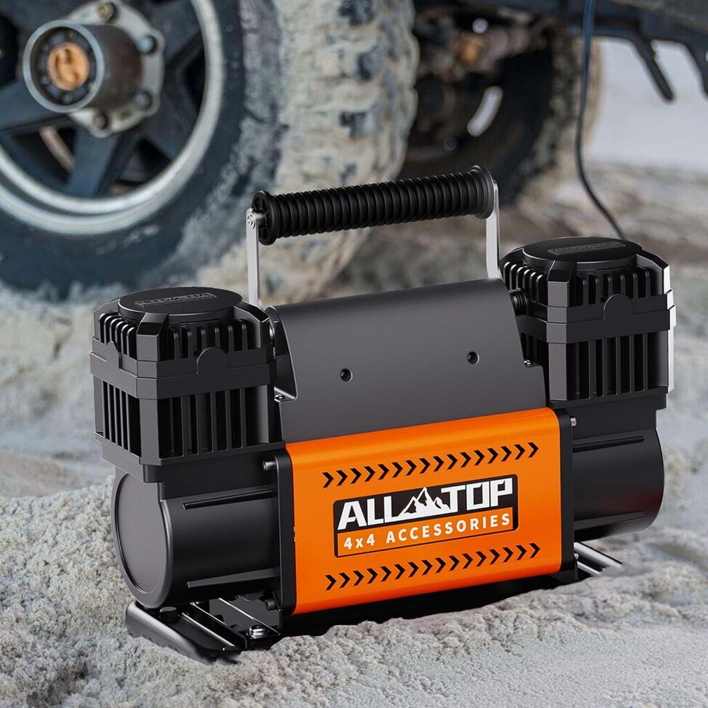 ALL-TOP Air Compressor Kit, Dual Cylinder 12V Portable Inflator 12.35 ft³/Min, Offroad Air Compressor Pump for Truck Tires, Heavy Duty Max 150 PSI for 4x4 Vehicle  RV