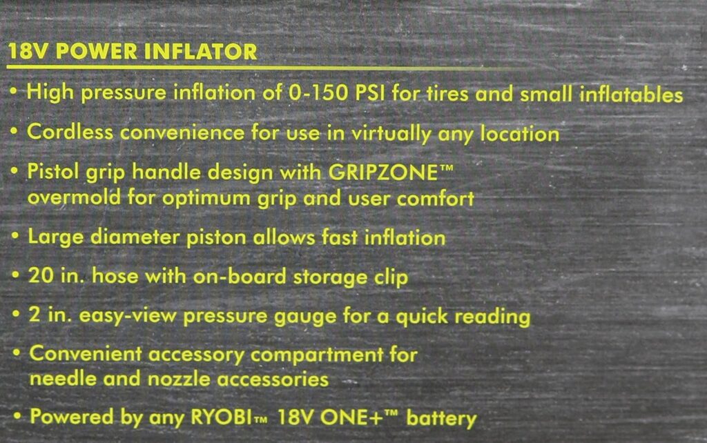 P737 18V ONE+ Portable Cordless Power Inflator for Tires, Battery Not Included