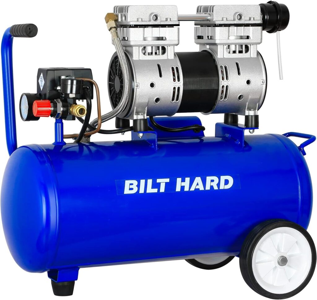 BILT HARD Ultra Quiet Air Compressor 8 Gallon, Oil-Free, Electric Shop Air Compressor Portable, CSA Certified Blue