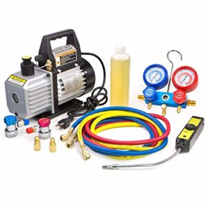 Ultimate HVAC A/C Refrigeration Kit with Vacuum Pump & Leak Detector