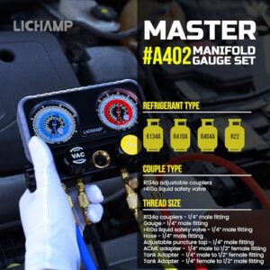 Professional HVAC Diagnostic Manifold Gauge Set for AC Recharge & Diagnostic