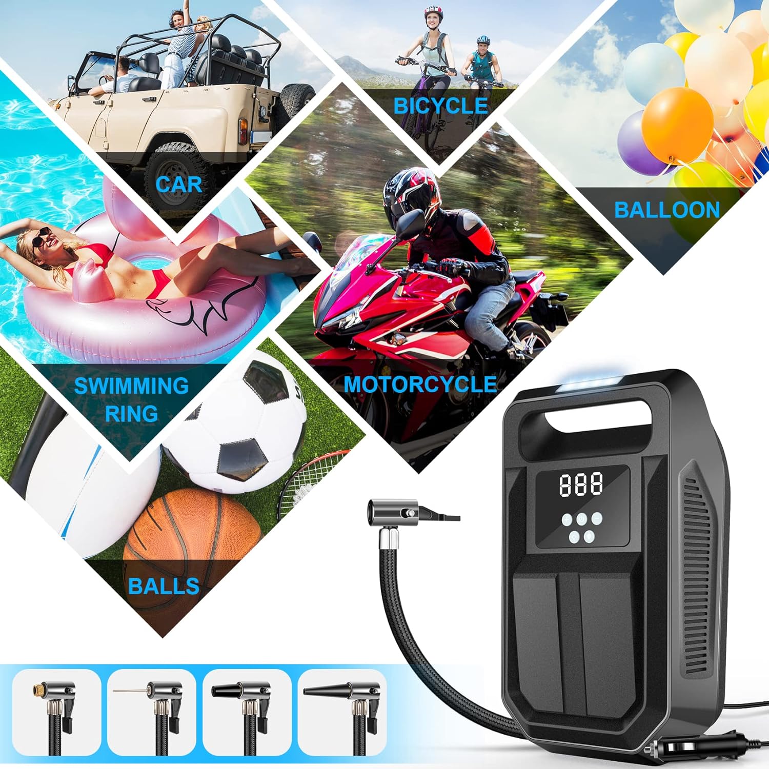 12V DC Car Air Pump Review 1 tire inflator portable air compressor 12v dc car air pump with digital display led light auto shut off function set of n 3