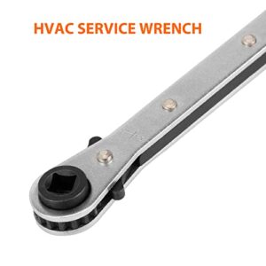 Timsec HVAC Service Wrench Set with 2 Hexagon Bit Adapters, Premium AC Tools for Equipment Repair