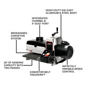 JET JWDS-1020 10-Inch Benchtop Drum Sander with 1 HP Motor for Woodworking Projects