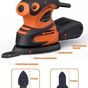 DWT Detail Sander – Electric Sander with Efficient Dust Collection & 24pcs Sandpapers
