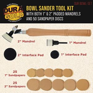 Dura-Gold Bowl Sander Tool Kit with Dual Bearing Head and 50 Sanding Discs – Woodworking Essentials