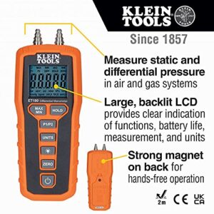 Klein Tools ET180 Digital Manometer & Gas Pressure Tester