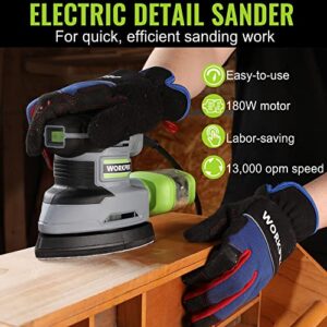 WORKPRO Detail Sander: Compact Electric Sander with Dust Collector – Ideal for Tight Spaces Woodworking