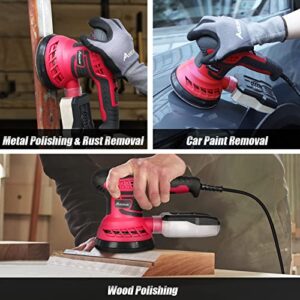 Electric Wood Sander 5 Inch Orbital Sander with 6 Variable Speeds and 12 Sandpapers