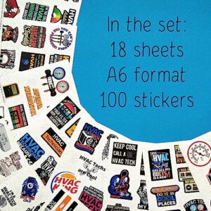 100Pcs HVAC Stickers for Hard Hat – Perfect Gifts for HVAC Technicians and Men