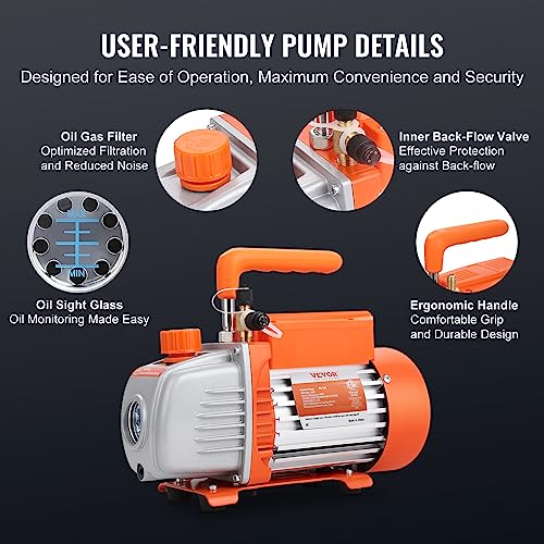 VEVOR 4 CFM Vacuum Pump, Gauge & Leak Detector Set for HVAC/AUTO 6 VEVOR 4 CFM Vacuum Pump, Gauge & Leak Detector Set for HVAC/AUTO - Image 6