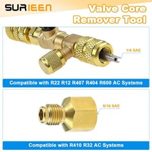 HVAC Service Wrench Set & Valve Core Remover Tool Kit – 10pcs Valve Core – Dual Size SAE – Refrigeration Service Wrench