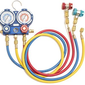 Professional HVAC Repair Kit with Vacuum Pump, Manifold Gauge Set, Leak Detector & Hoses