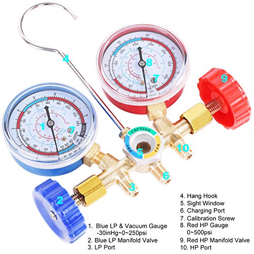 JIFETOR 3 Way AC Manifold Gauge Set for Auto and Household R404A R134A Refrigerant - Diagnostic and Charging Tool for HVAC Systems 3 JIFETOR 3 Way AC Manifold Gauge Set for Auto and Household R404A R134A Refrigerant - Diagnostic and Charging Tool for HVAC Systems - Image 3