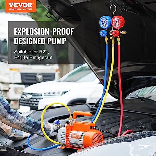 VEVOR 4 CFM Vacuum Pump, Gauge & Leak Detector Set for HVAC/AUTO 2 VEVOR 4 CFM Vacuum Pump, Gauge & Leak Detector Set for HVAC/AUTO - Image 2