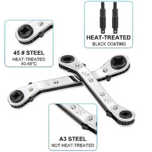 Wadeo HVAC Service Wrench Set: 4 Sizes, Hex Bit Adapter, Compact Design – Ideal for AC and Refrigeration Repairs