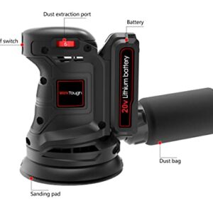 Powertough SA002 Cordless Orbital Sander 20V 6-Speed with Battery & Charger + Accessories