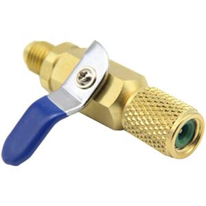 1/4In SAE Brass Shut-Off Valve Adapter for R22 R12 R410a Refrigerant Charging