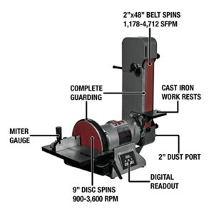 JET 2×48 Belt 9 Disc Sander 1HP 3Ph Benchtop Woodworking Tool