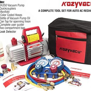 HVAC AC Repair Kit: Vacuum Pump, Manifold Gauge, Leak Detector for Auto & Mini Split