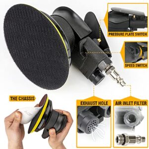 5 Inch Autolock Dual-action Air Sander for Wood, Metal, Auto Body Work – Pneumatic Palm Car Sanders, Da Sanders.