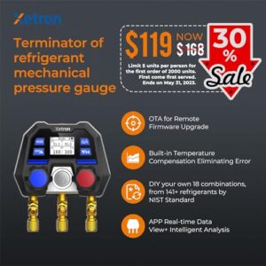 Xetron Digital HVAC Manifold Gauge for Refrigeration Diagnostics with OTA Remote Upgrade