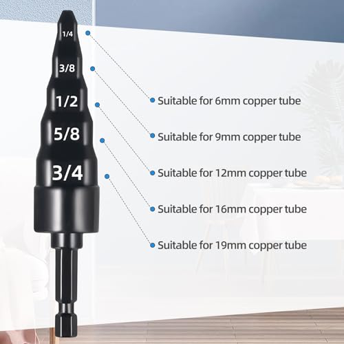 Paddsun 5-in-1 HVAC Copper Pipe Expansion & Swaging Drill Bit Set with Hex Shank 1 hvac tools 2023