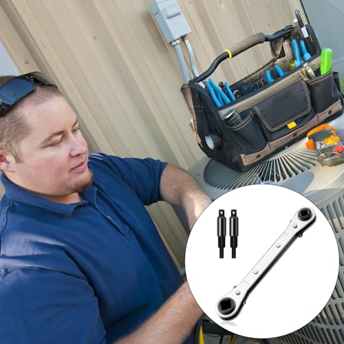 HVAC Flat Wrench Tools: Air Conditioner Valve Ratchet Set with Hex Bit Adapter Kit 4 HVAC Flat Wrench Tools: Air Conditioner Valve Ratchet Set with Hex Bit Adapter Kit - Image 4