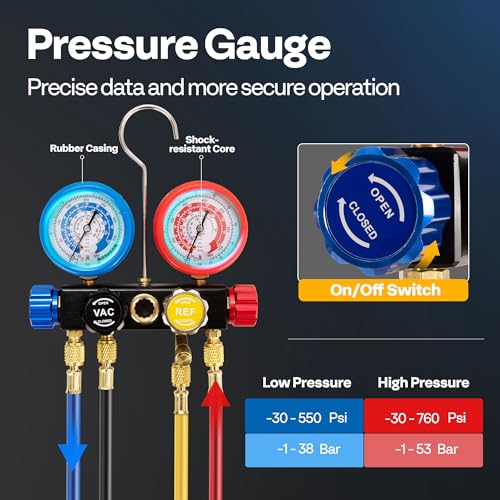 VIVOHOME 1/3 HP HVAC Vacuum Pump & 4-Way AC Gauge Kit with Leak Detector 4 VIVOHOME 1/3 HP HVAC Vacuum Pump & 4-Way AC Gauge Kit with Leak Detector - Image 4