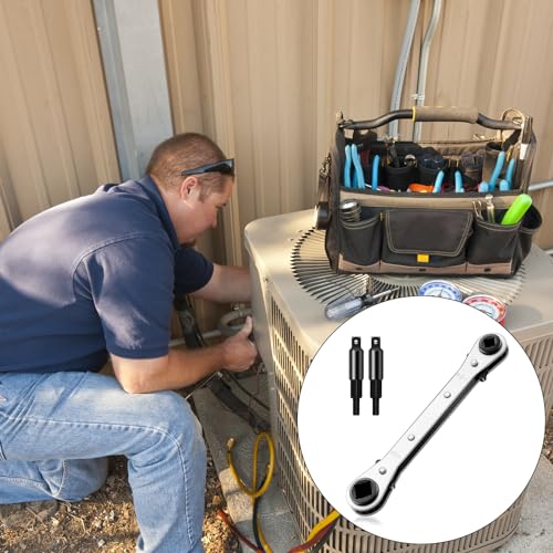 HVAC Flat Wrench Tools: Air Conditioner Valve Ratchet Set with Hex Bit Adapter Kit 5 HVAC Flat Wrench Tools: Air Conditioner Valve Ratchet Set with Hex Bit Adapter Kit - Image 5