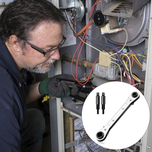 HVAC Flat Wrench Tools: Air Conditioner Valve Ratchet Set with Hex Bit Adapter Kit 6 HVAC Flat Wrench Tools: Air Conditioner Valve Ratchet Set with Hex Bit Adapter Kit - Image 6